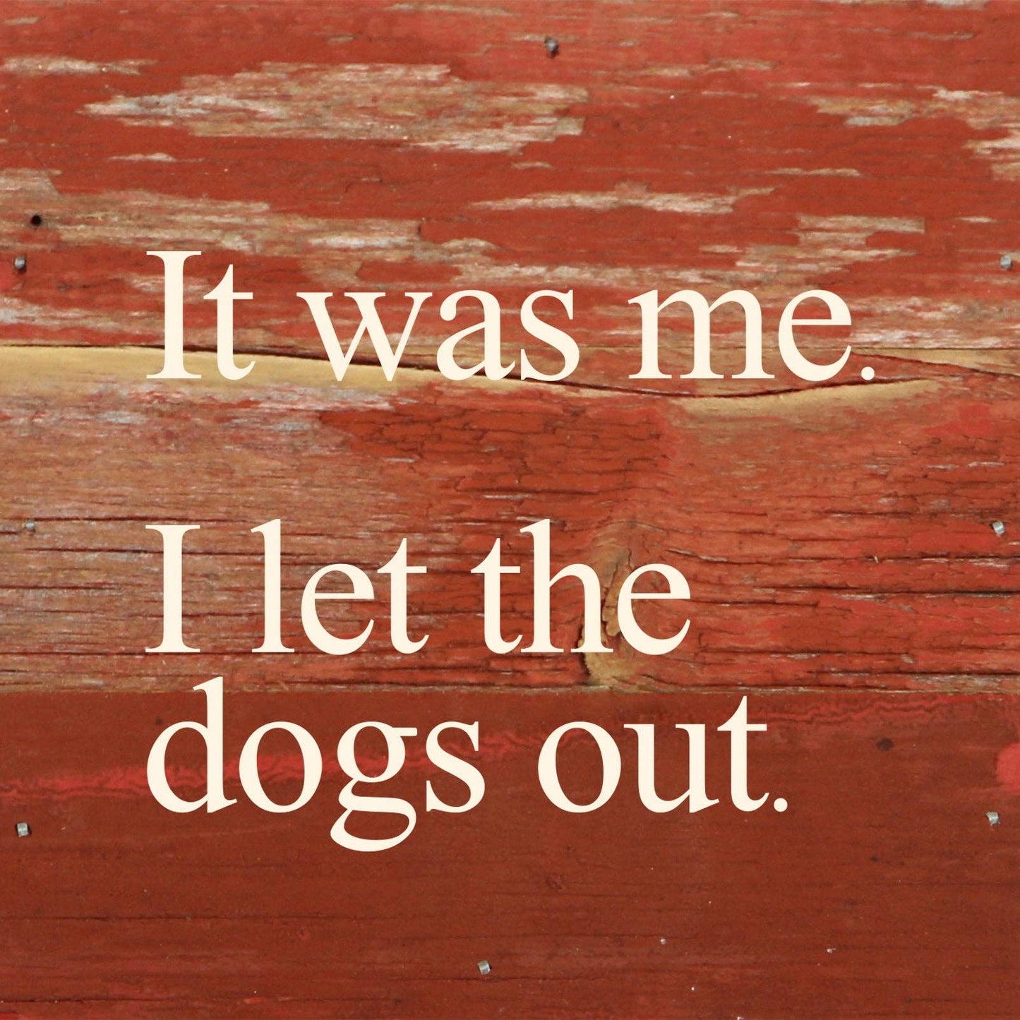 Sign - It was me. I let the dogs out. / 6"x6" Reclaimed Wood Sign
