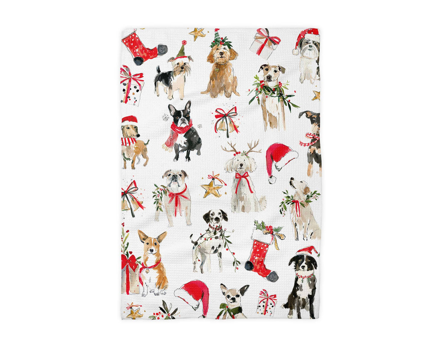 Dog Christmas Pet Puppy Holiday Preppy Kitchen Towel Waffle