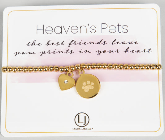 Bracelet- Dog Paw & Heart- Silver & Gold