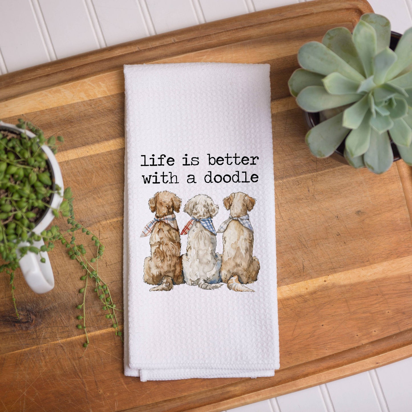 Life is Better with Doodle Dog Kitchen Towel, Dog Dish Towel