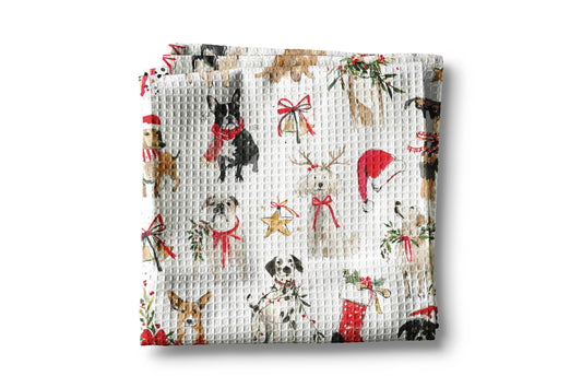 Dog Christmas Pet Puppy Holiday Preppy Kitchen Towel Waffle