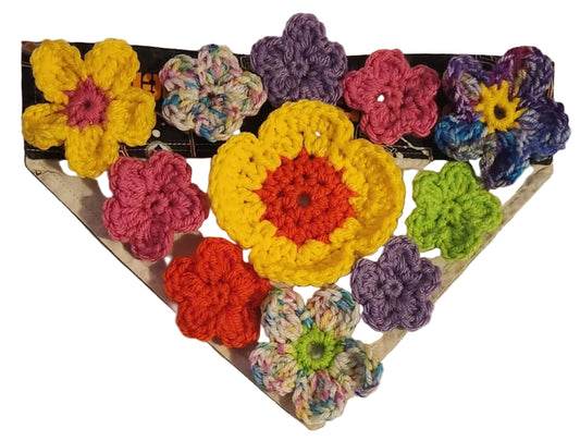 Floral Dog Bandana- Hand Crocheted